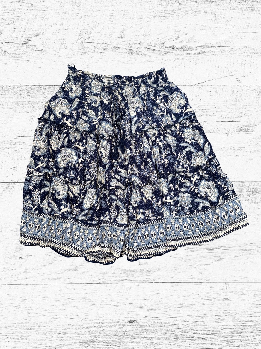 lola Navy and White Floral Tiered skirt